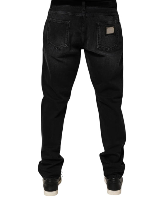 Pair of black denim jeans