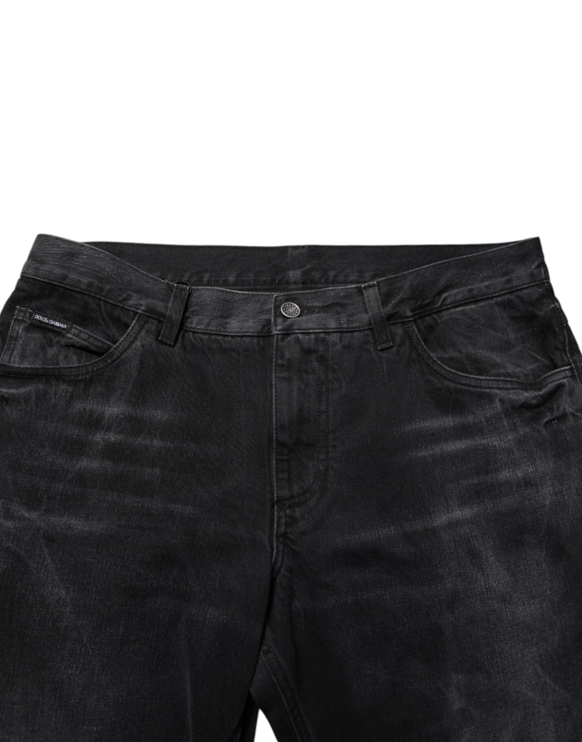 Pair of dark wash jeans with visible stitching details