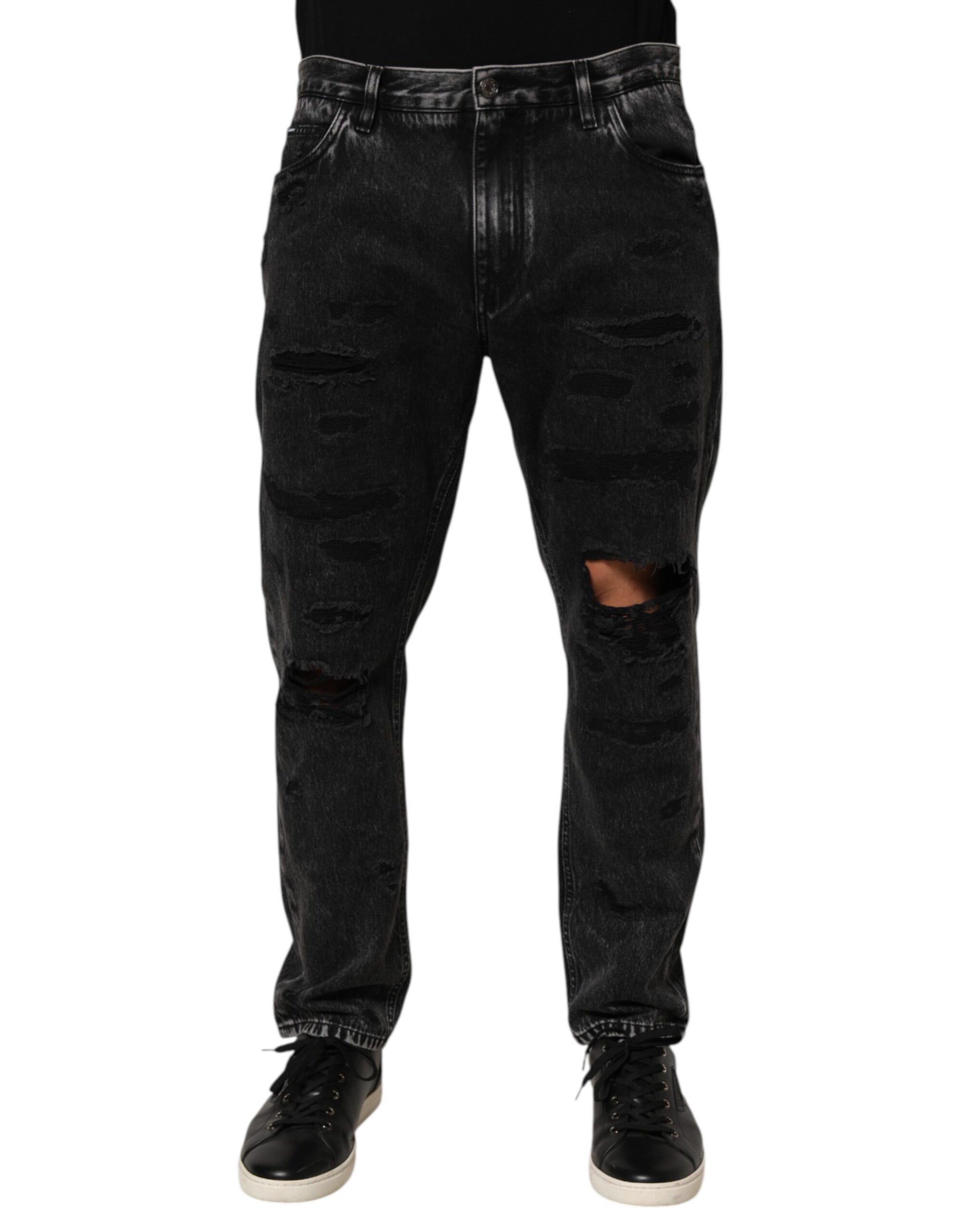 Pair of distressed jeans on a mannequin