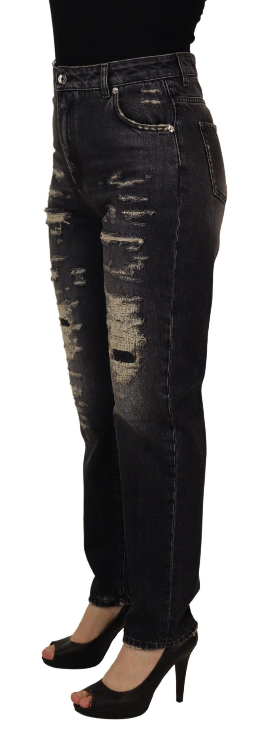 Pair of distressed jeans on a mannequin