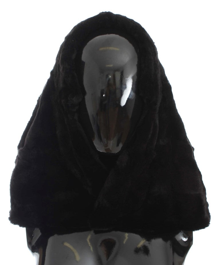 Black fur coat on mannequin