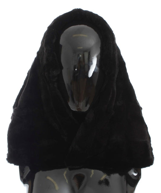Black fur coat on mannequin