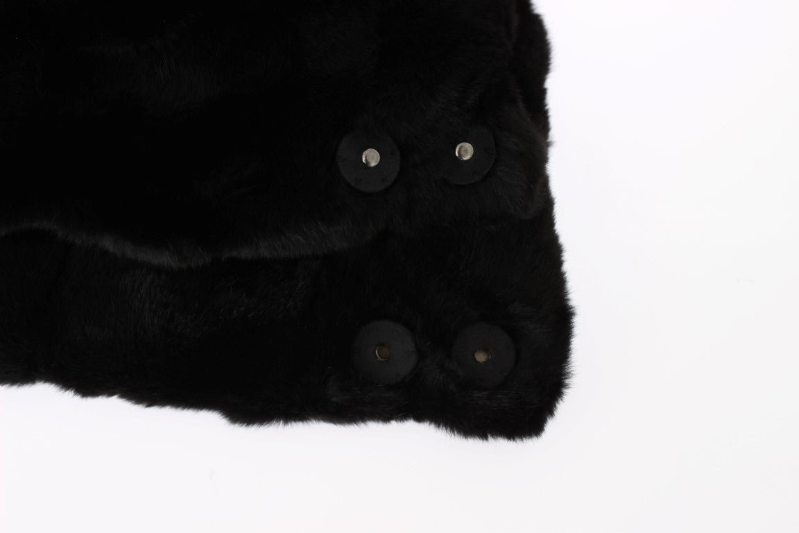 Furry black coat with buttons