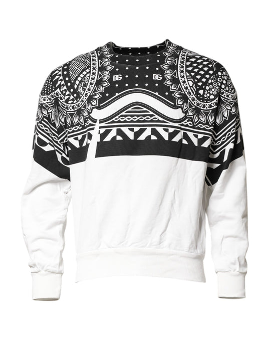 Black and white sweater with geometric pattern