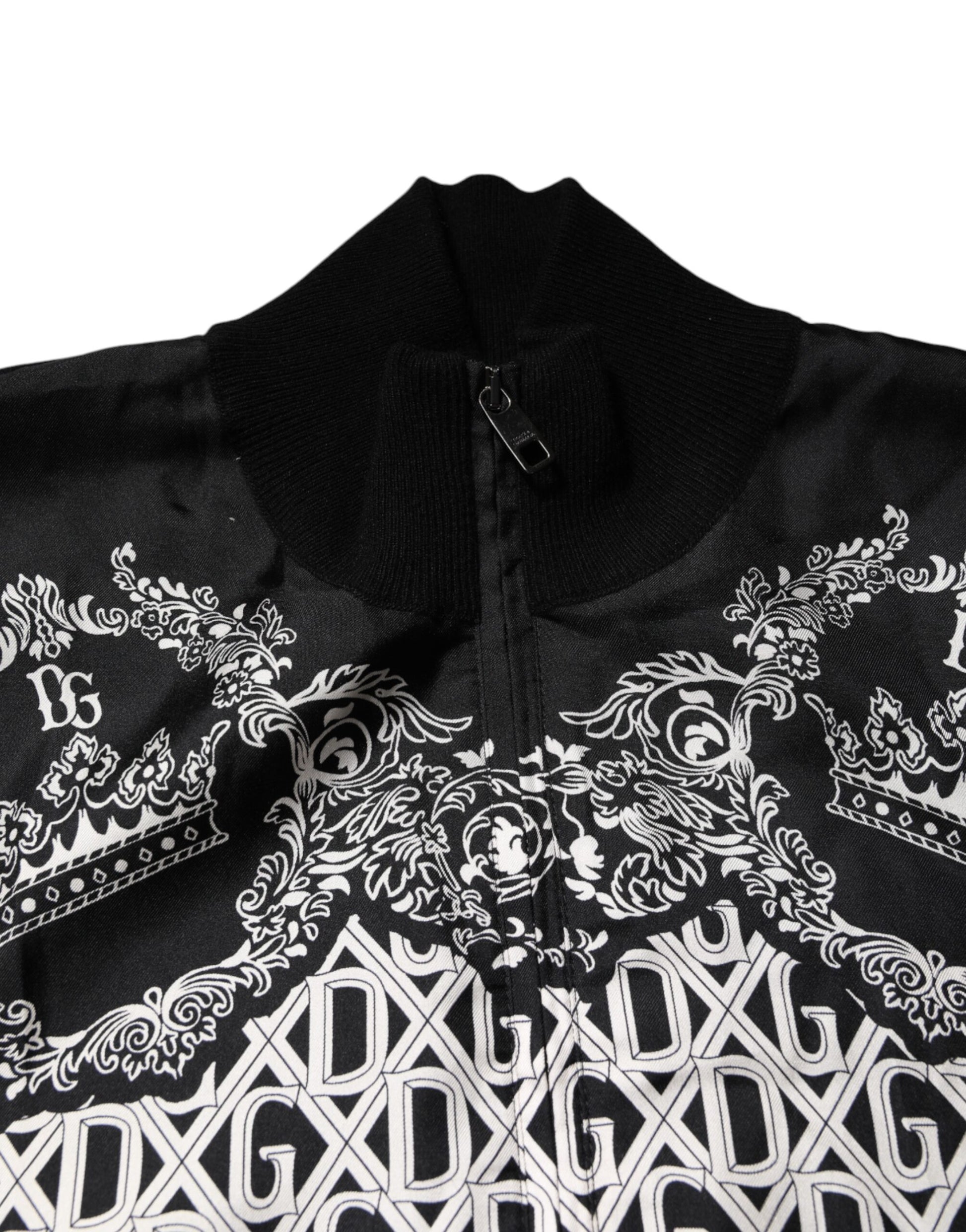 Black jacket with white embroidery on front