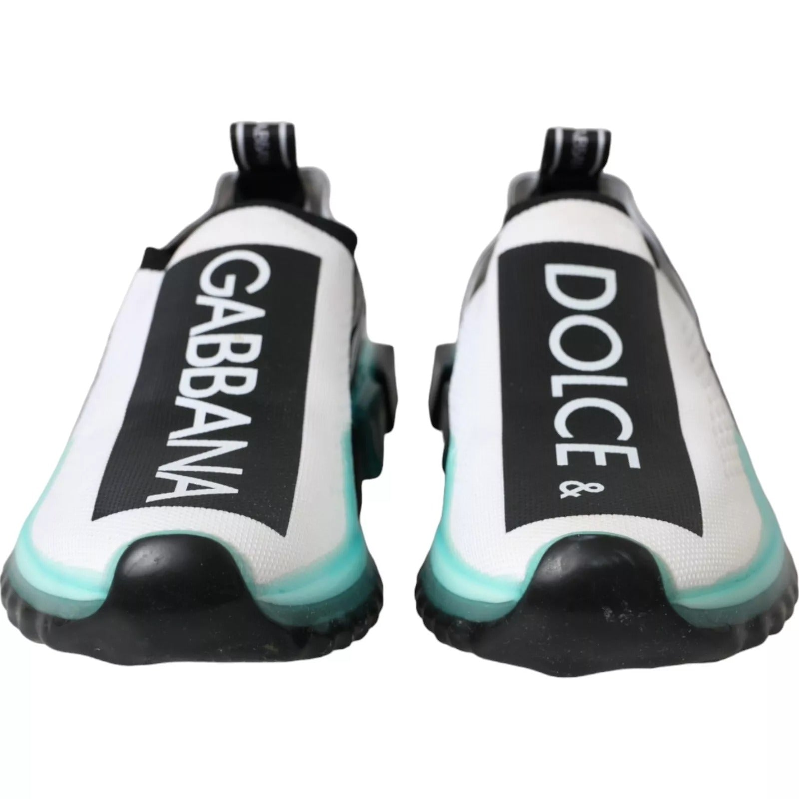 Pair of sneakers with brand names on side