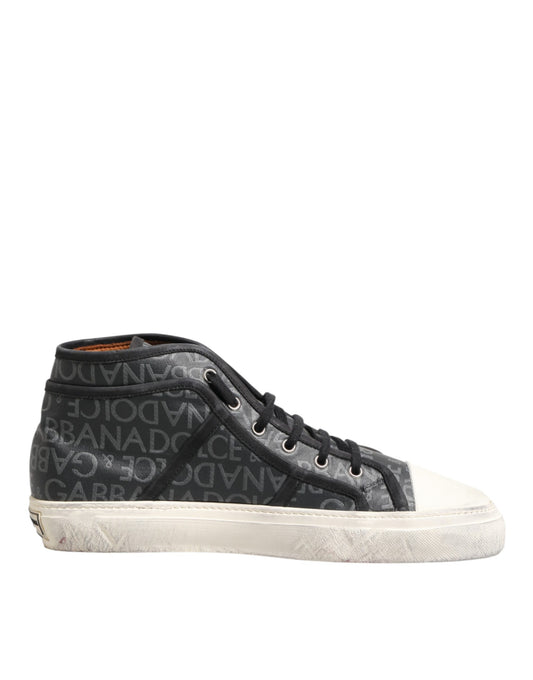 Black sneaker with white sole and laces