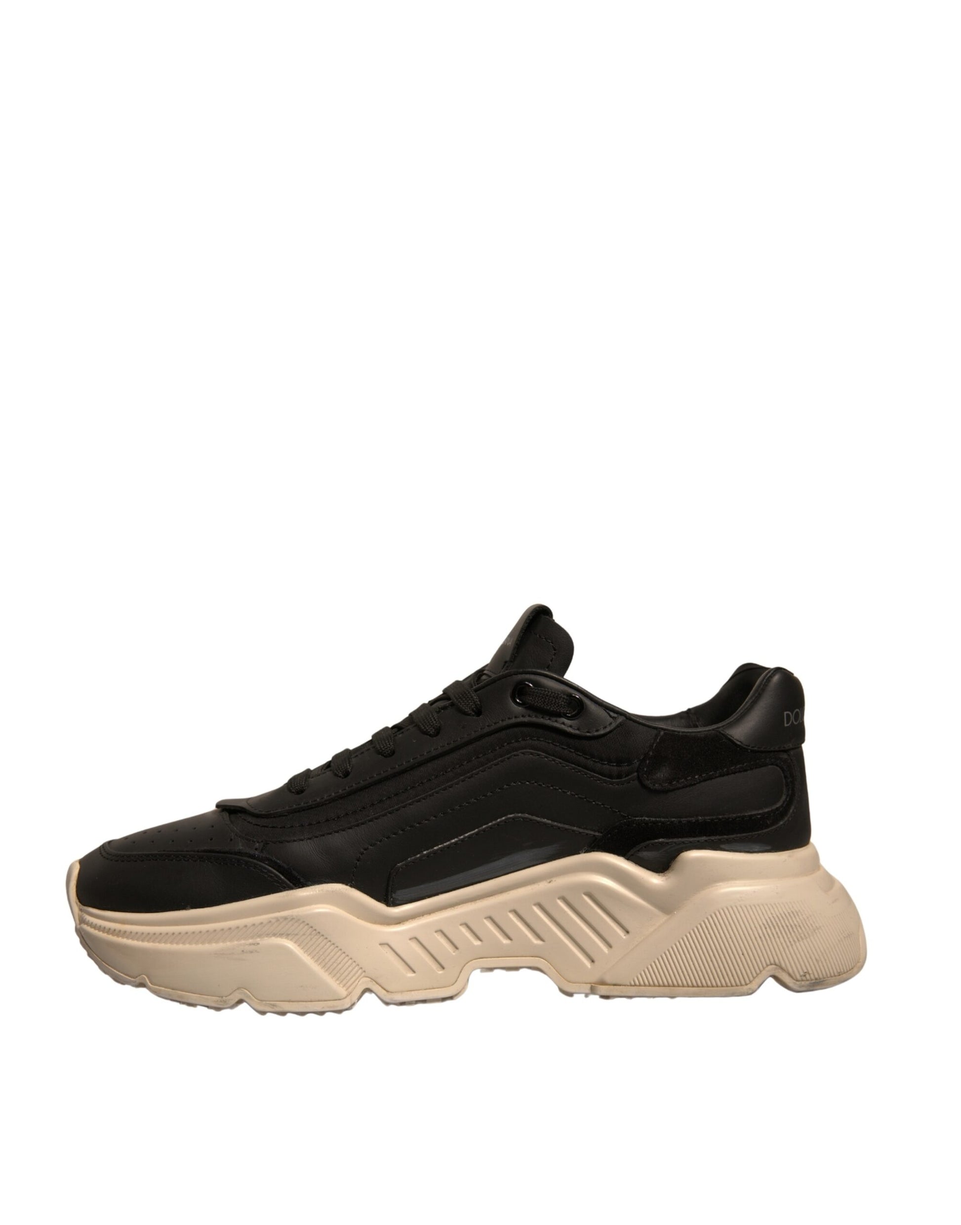 Black and tan sneaker with white sole
