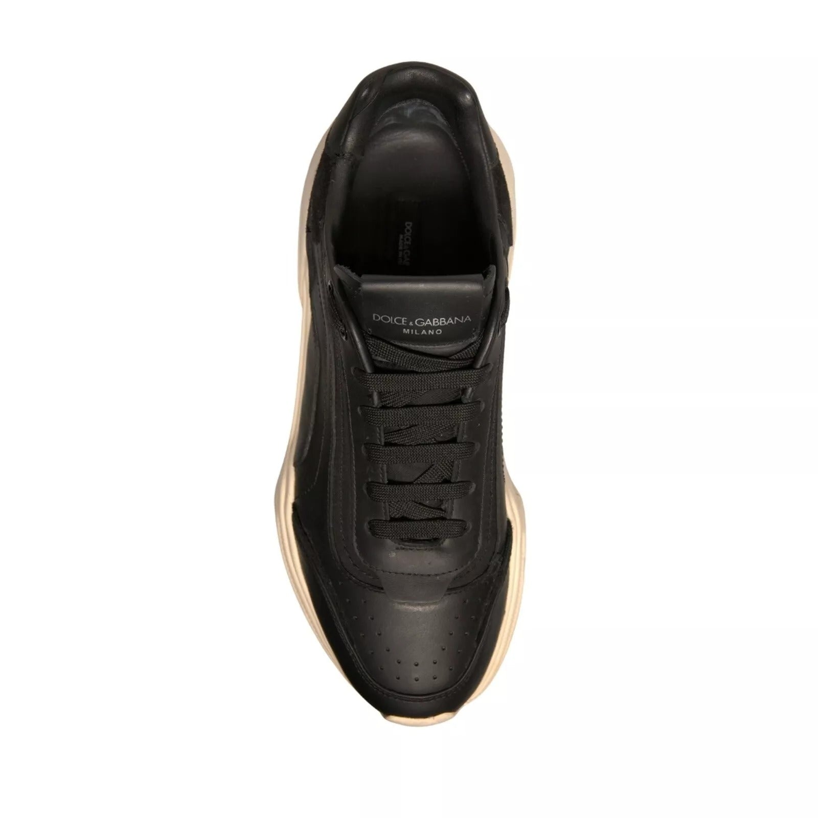 Black sneaker with tan sole