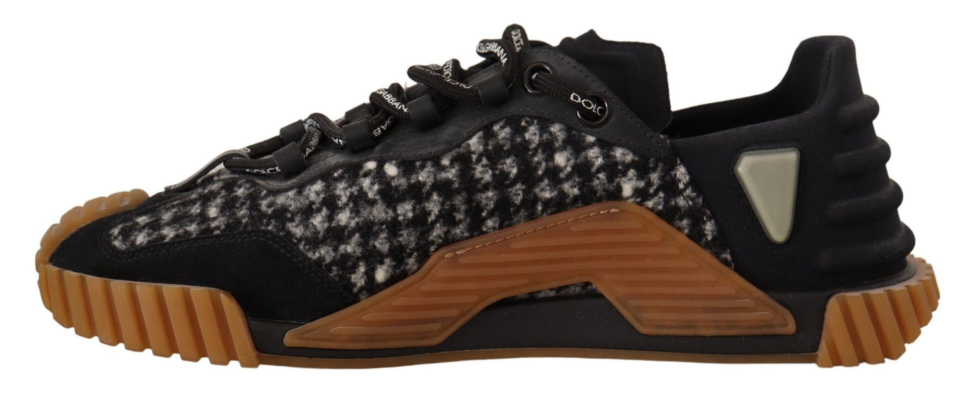 Pair of children's sneakers with a patterned upper and a chunky sole