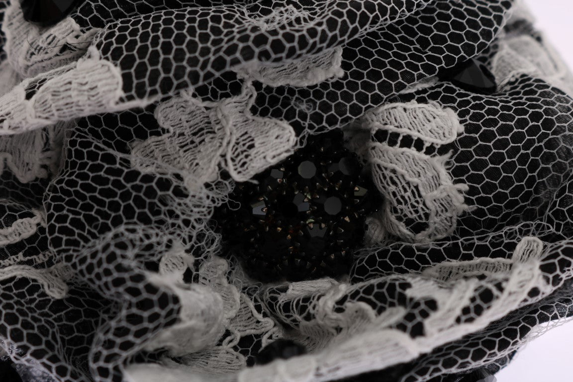 Black lace fabric with holes