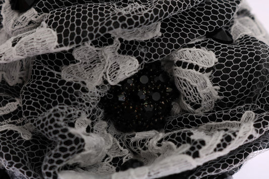 Black lace fabric with holes