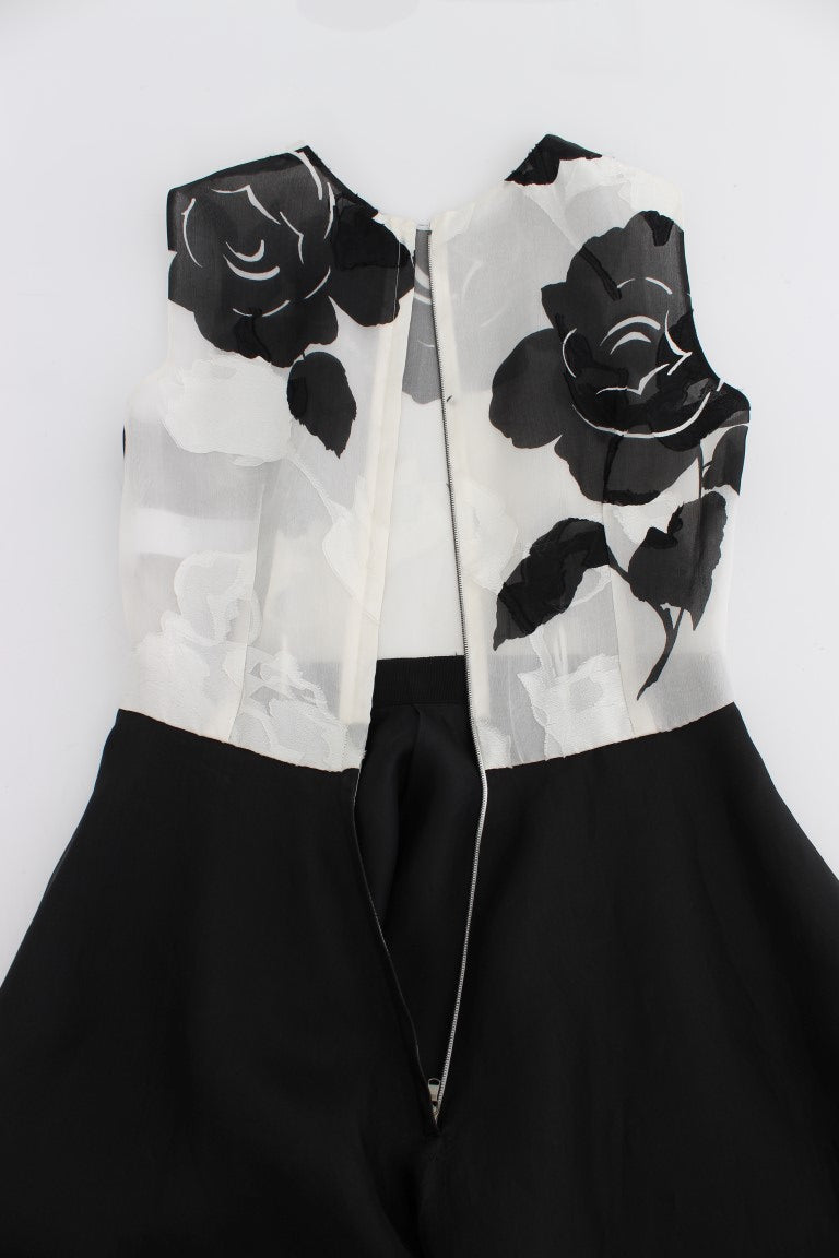 Black dress with white floral pattern