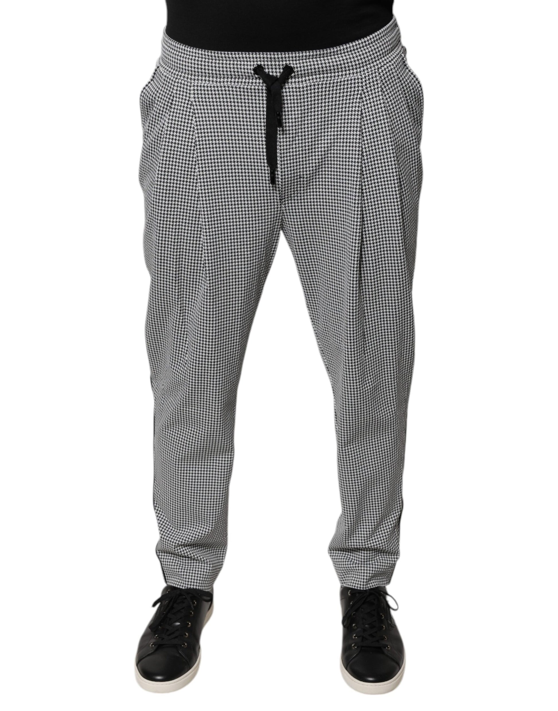 Pair of black and white checkered sweatpants
