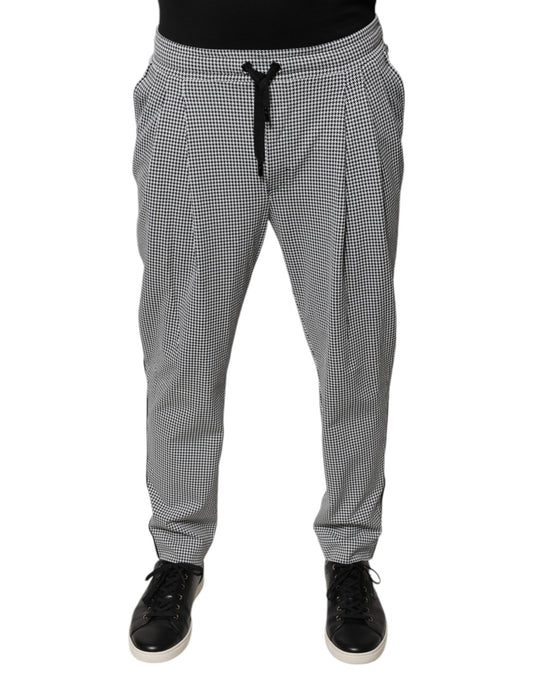 Pair of black and white checkered sweatpants
