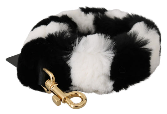 Black and white furry keychain holder