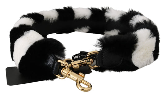 Black and white furry bracelet with gold clasp