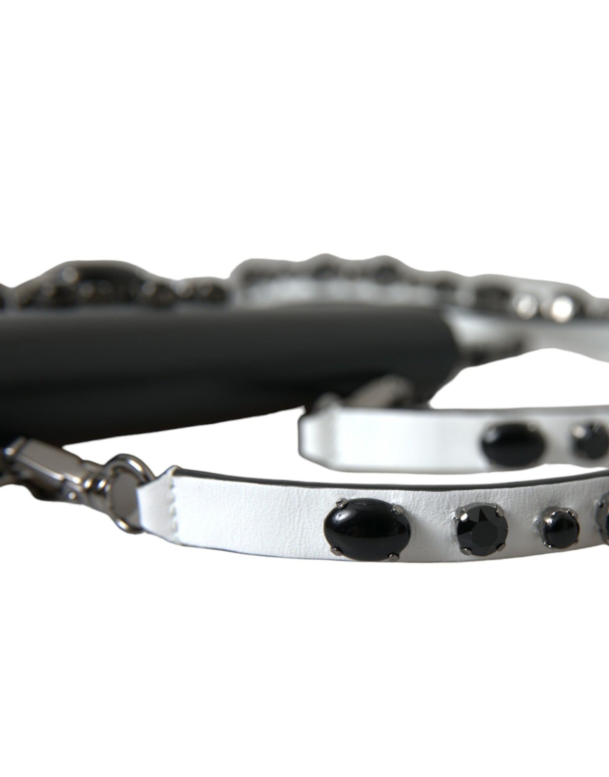 Silver bracelet with black stones