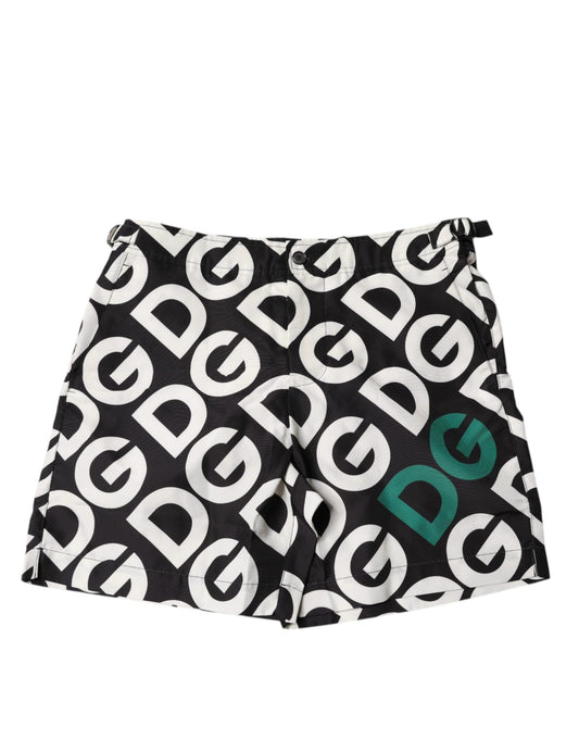 Dolce & Gabbana black and white logo beachwear shorts, swimwear