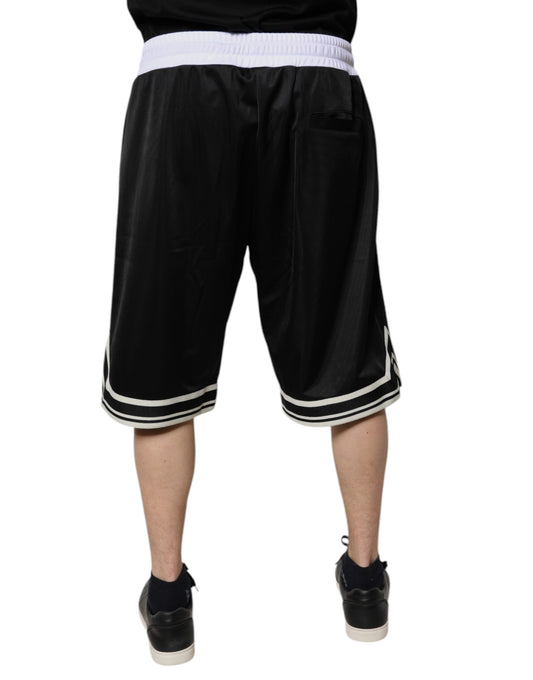 Black and white men's bermuda shorts with sweatpants design