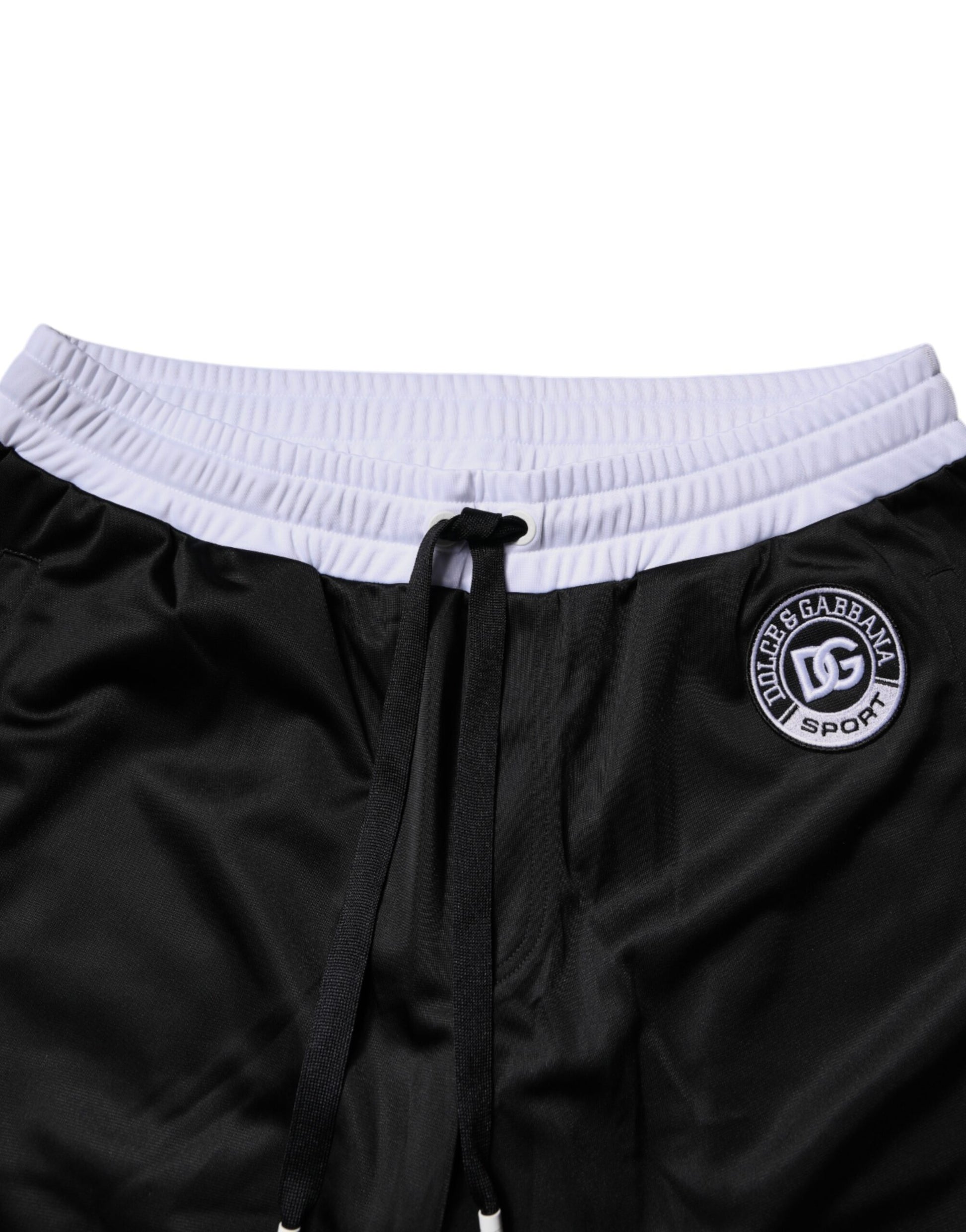 Black and white men's bermuda shorts with brand logo on waistband