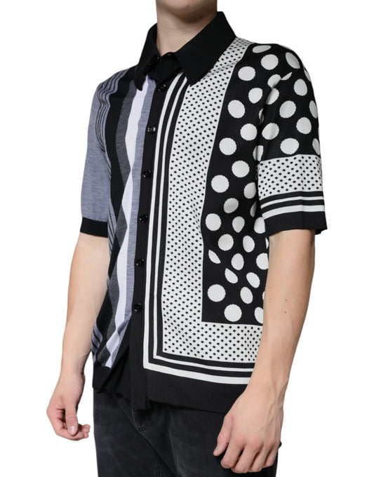 Man wearing a colorful vest with polka dots