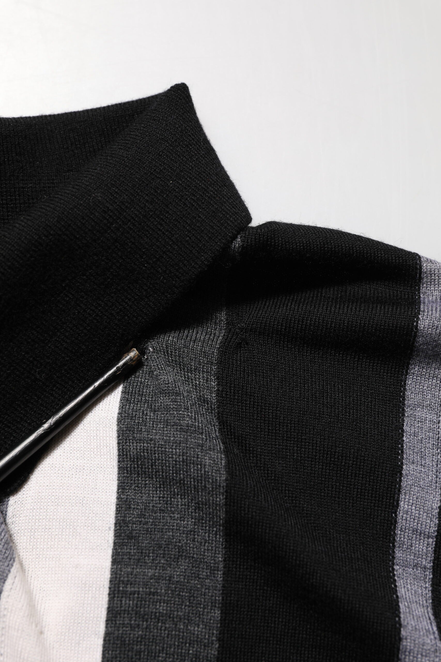 Black and white striped scarf