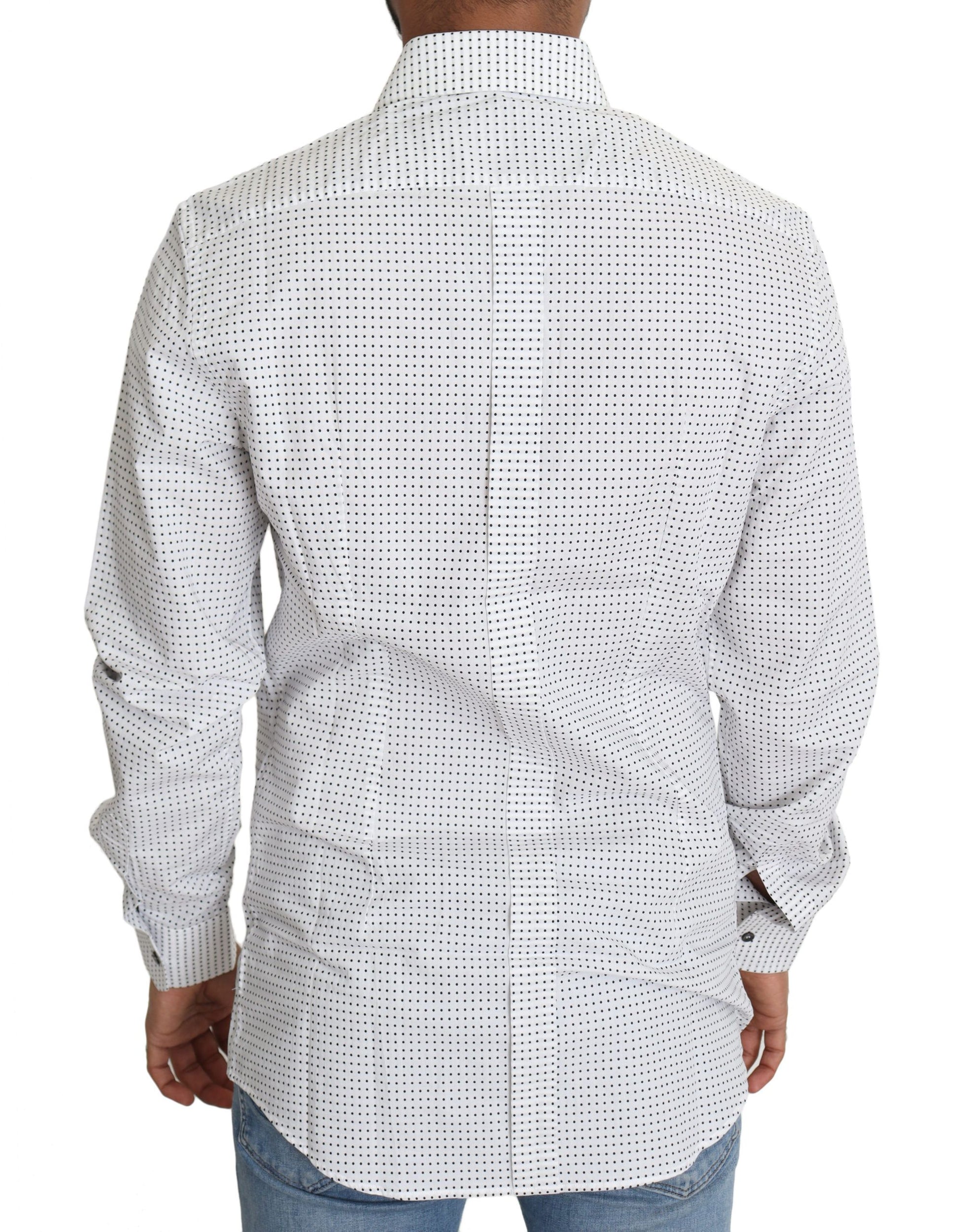 White shirt with black polka dots
