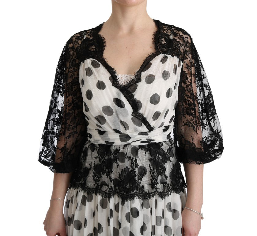 Black lace dress with polka dots