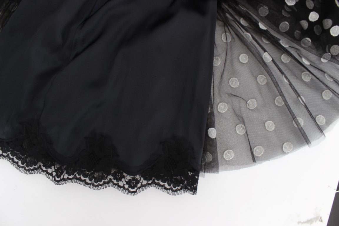 Black lace skirt with polka dots