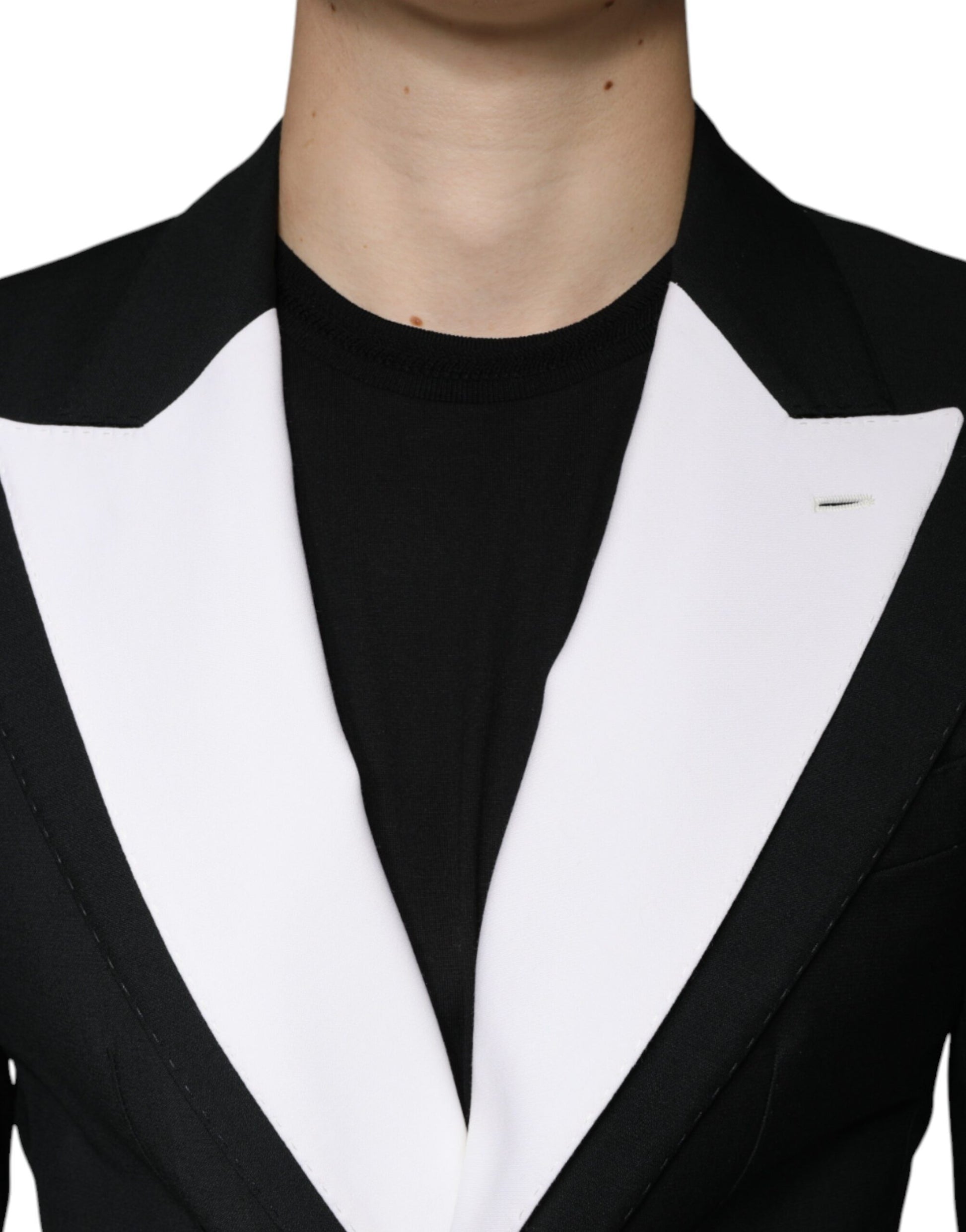 A black and white single-breasted blazer from Dolce & Gabbana, part of a suits and tailoring collection