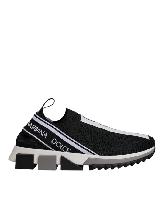 Black sneaker with white sole and laces