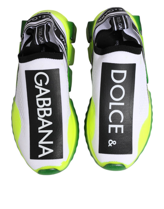 Pair of black and white slip-on shoes with Dolce & Gabbana logo