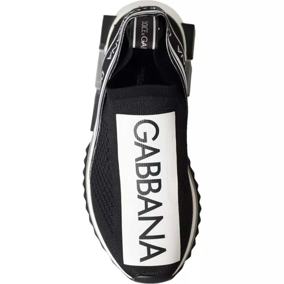 A pair of black and white slip-on shoes with the word "GABANA" on the side