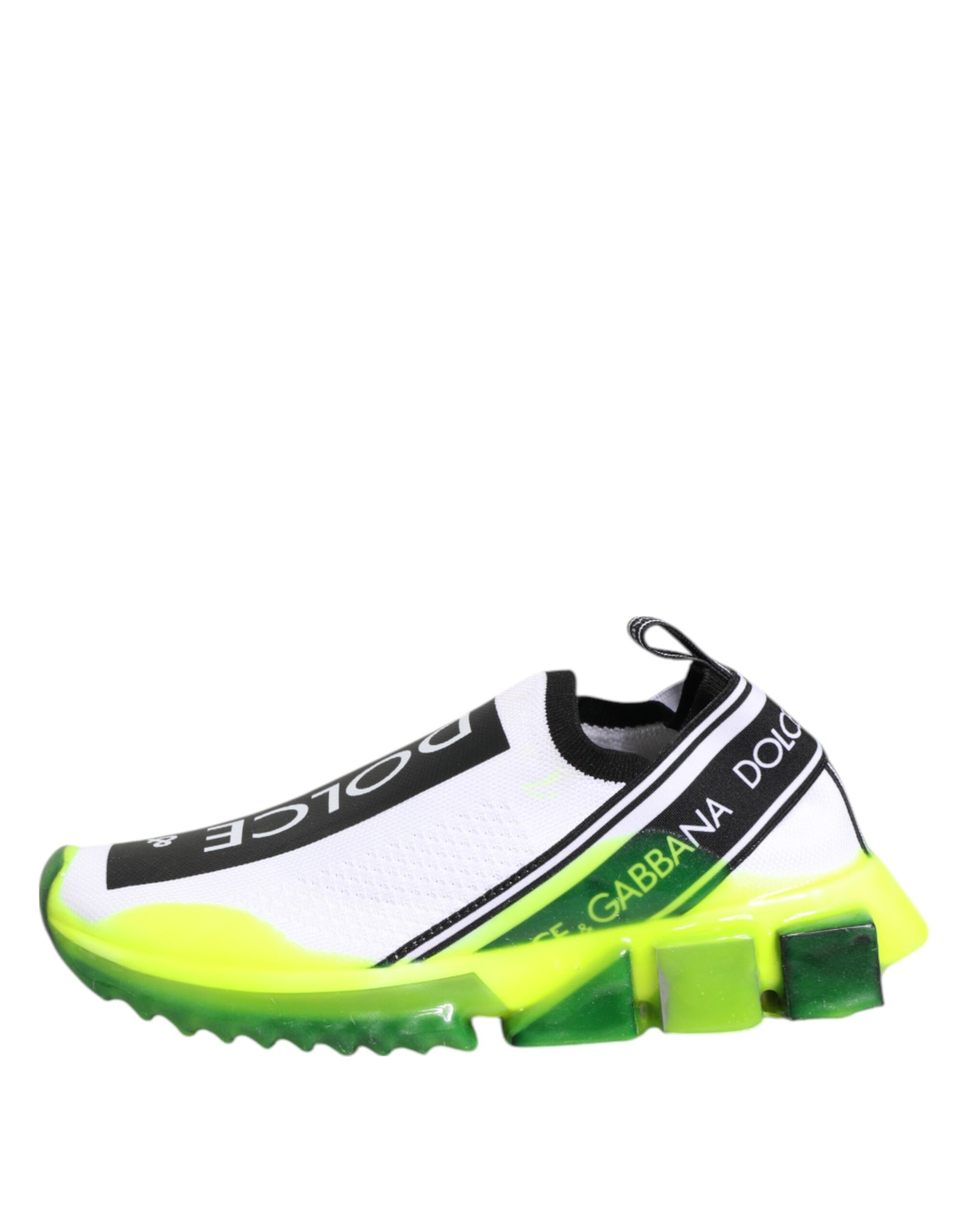 Yellow and black slip-on shoes with white soles, featuring the Dolce & Gabbana logo