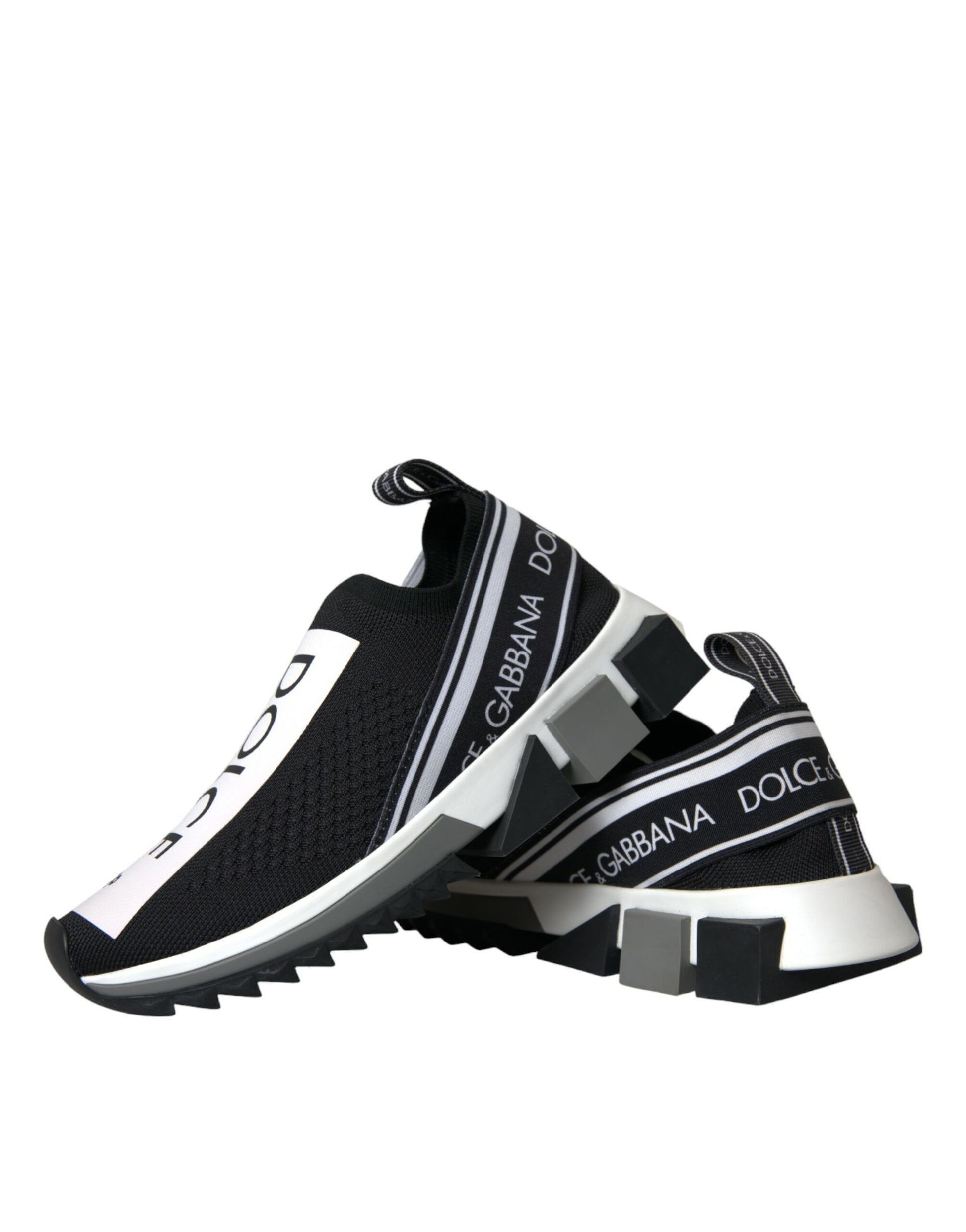 Black and white sneaker with a patterned design on the side