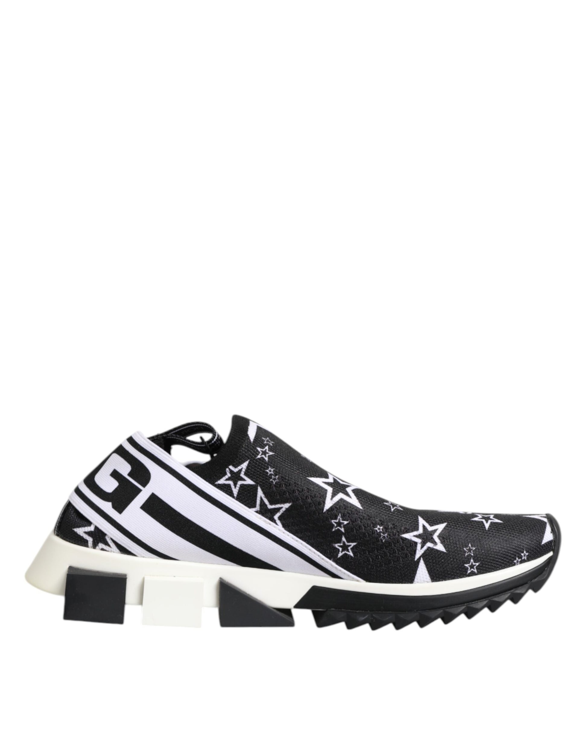 Black and white sneaker with star pattern on side