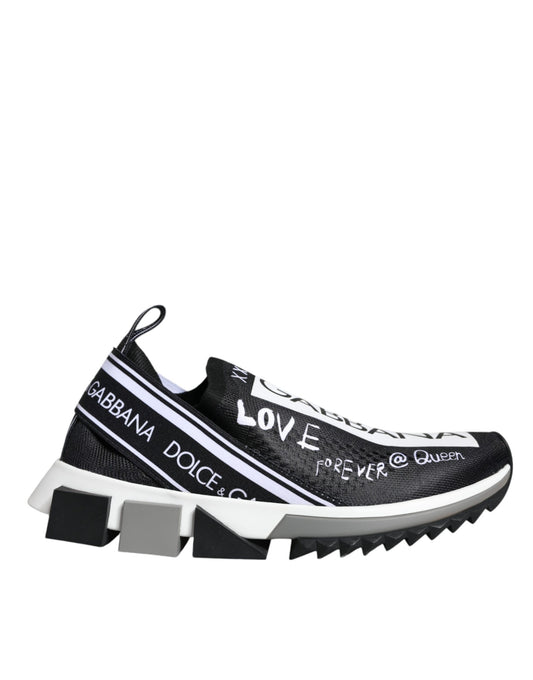 Black and white sneaker with LOVE branding on side