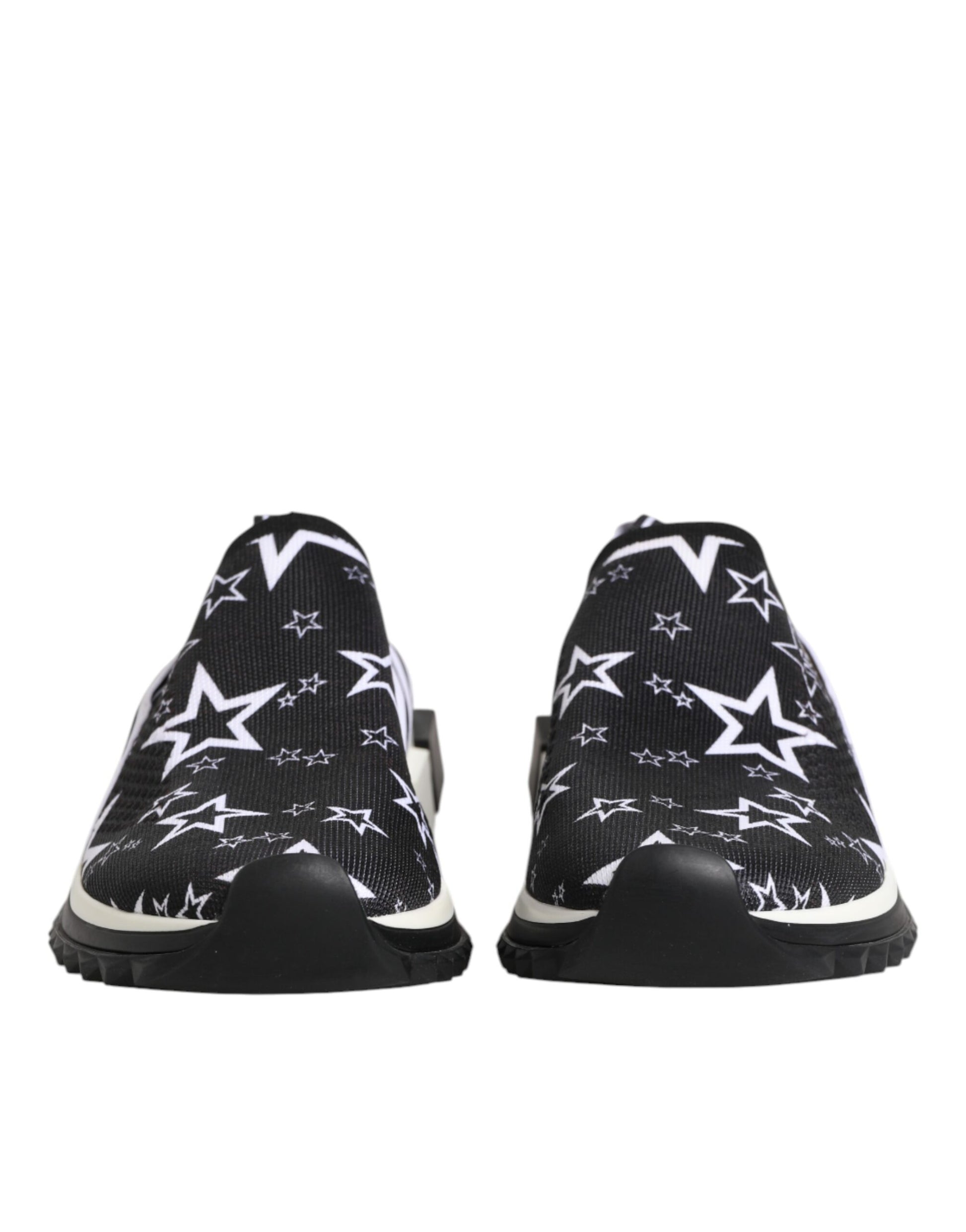 Pair of black sneakers with white stars