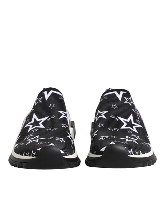 Pair of black sneakers with white stars
