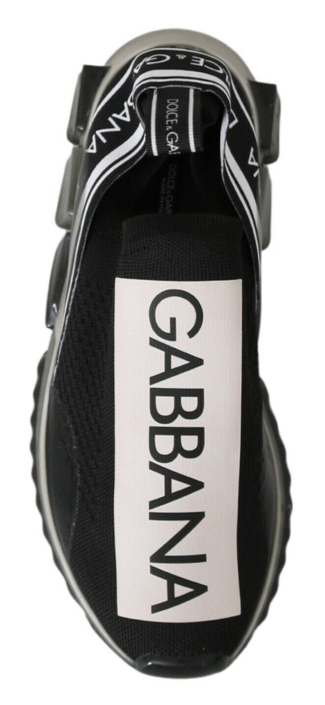 Black and white shoe with a checkered pattern on the sole
