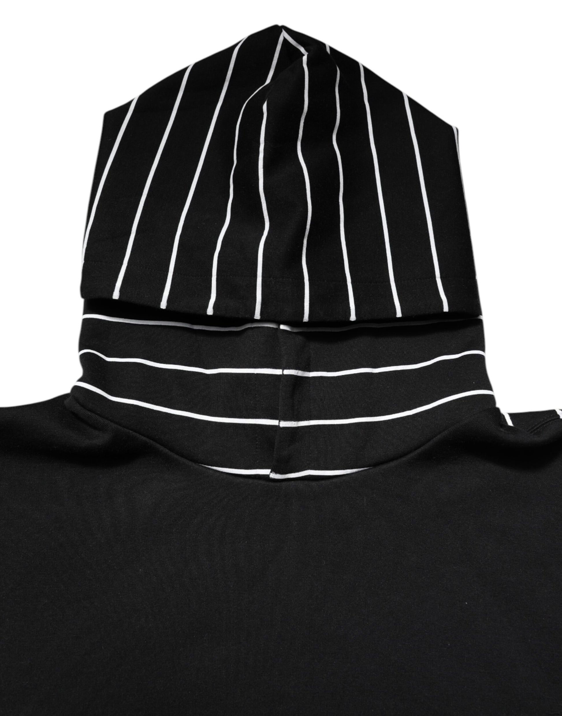 Black hoodie with white stripes on neckline