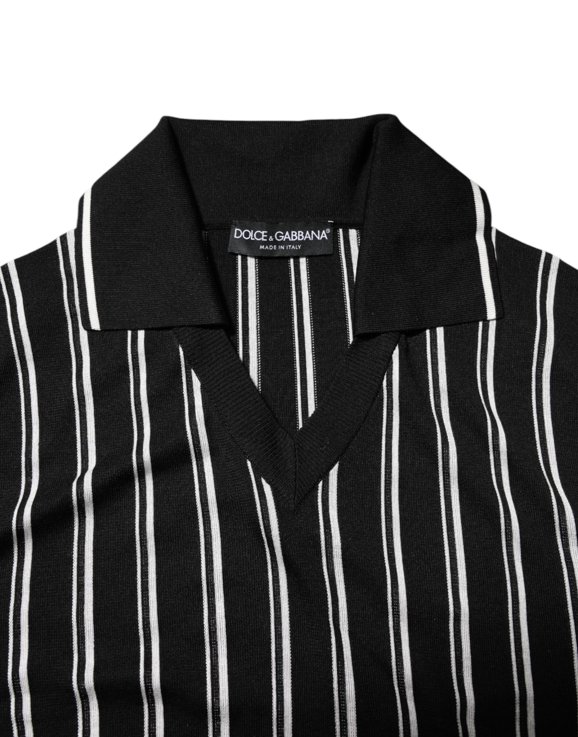 Black shirt with white stripes