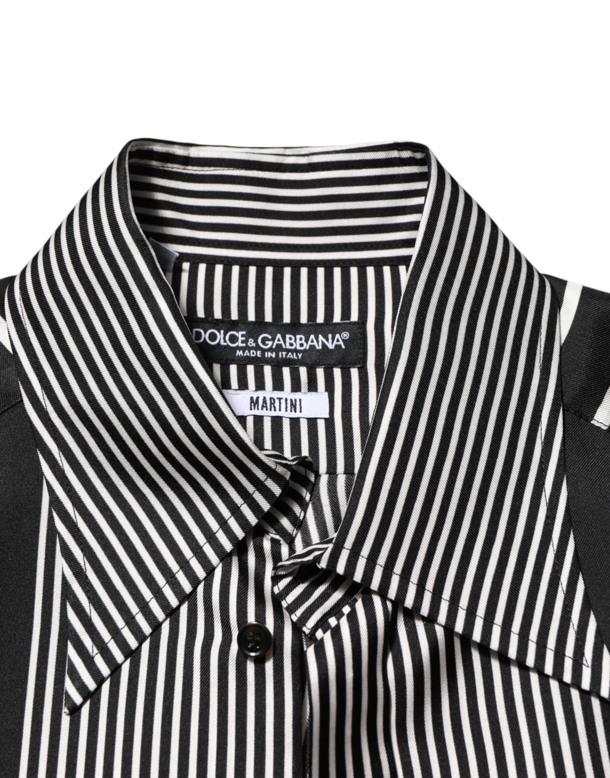 A black and white striped men's dress shirt by Dolce & Gabbana