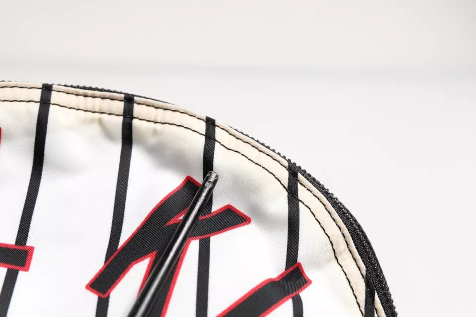 Baseball cap with red lettering on white background