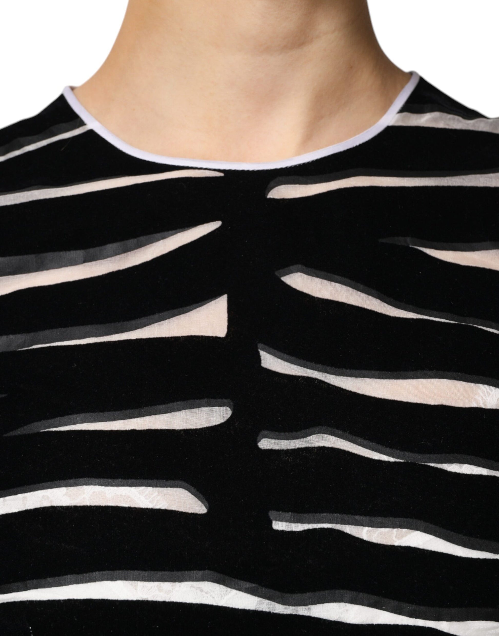 Black and white zebra print sheath dress with a-line silhouette