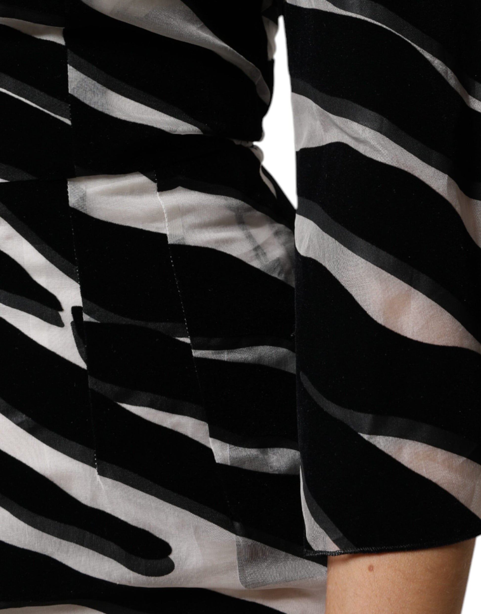 A black and white zebra print dress with an A-line silhouette