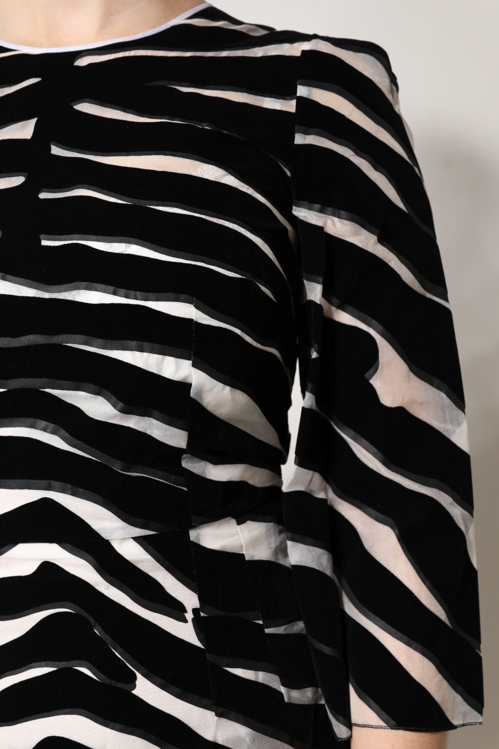 Black and white zebra print dress with ruffled sleeves