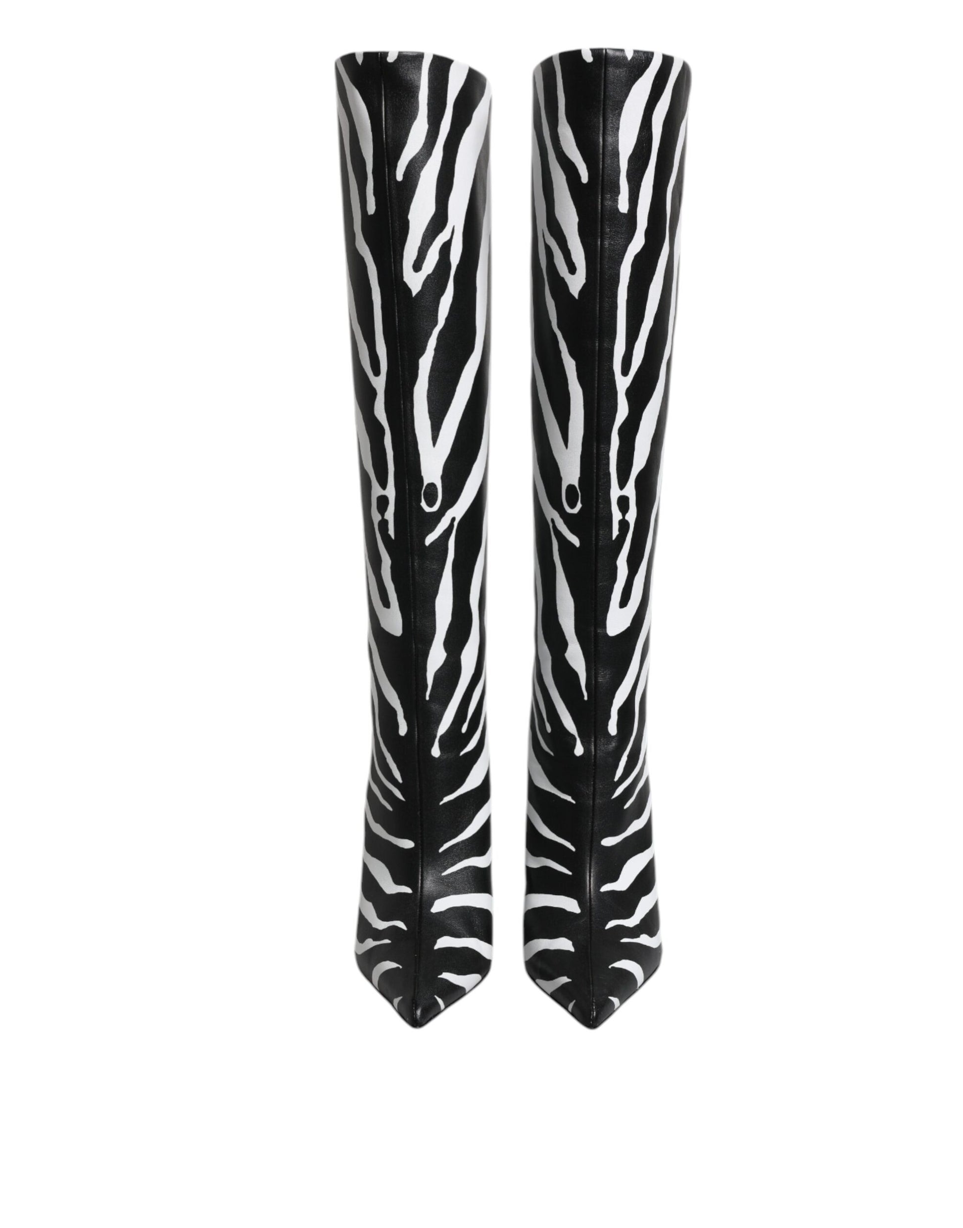 Pair of zebra print knee high boots
