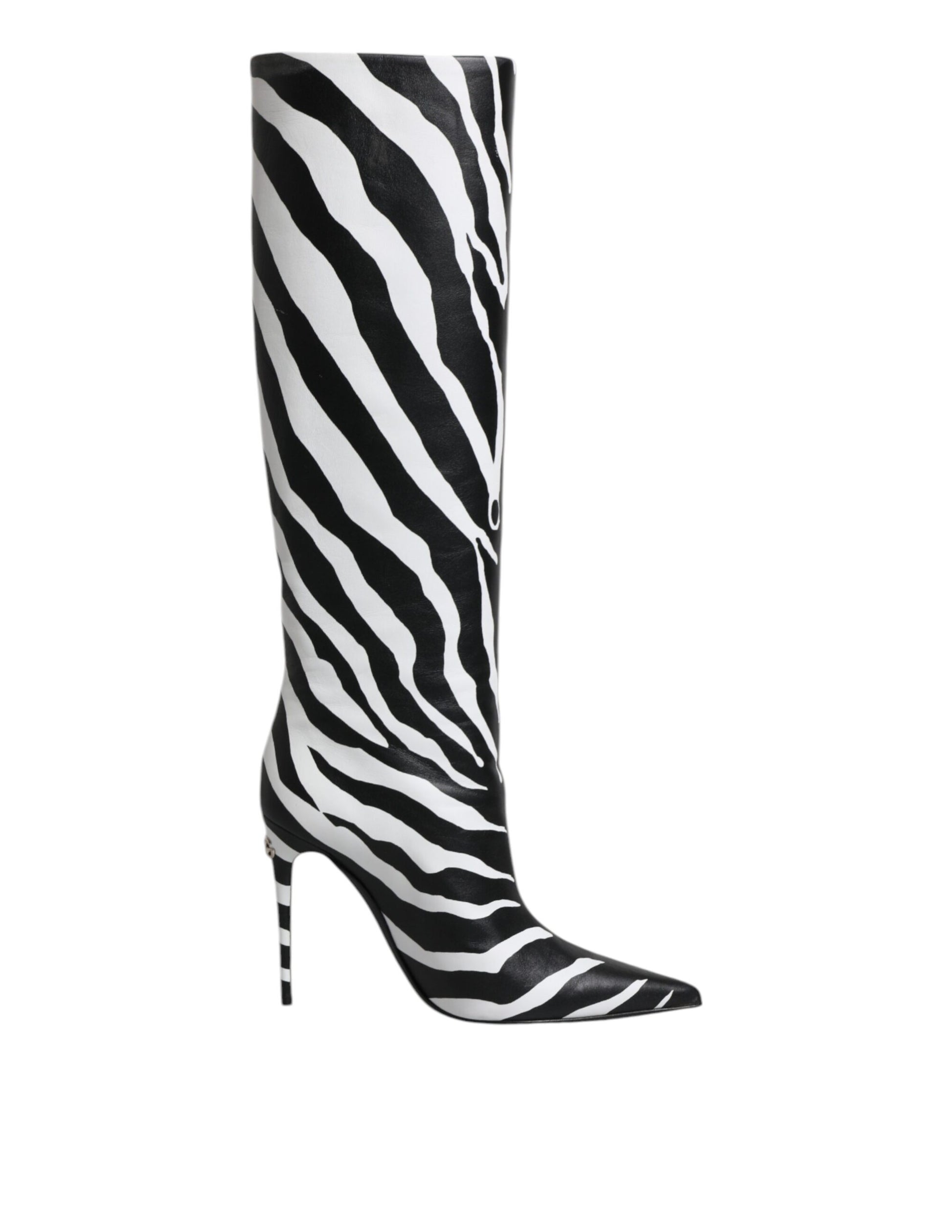 High heel zebra print boot